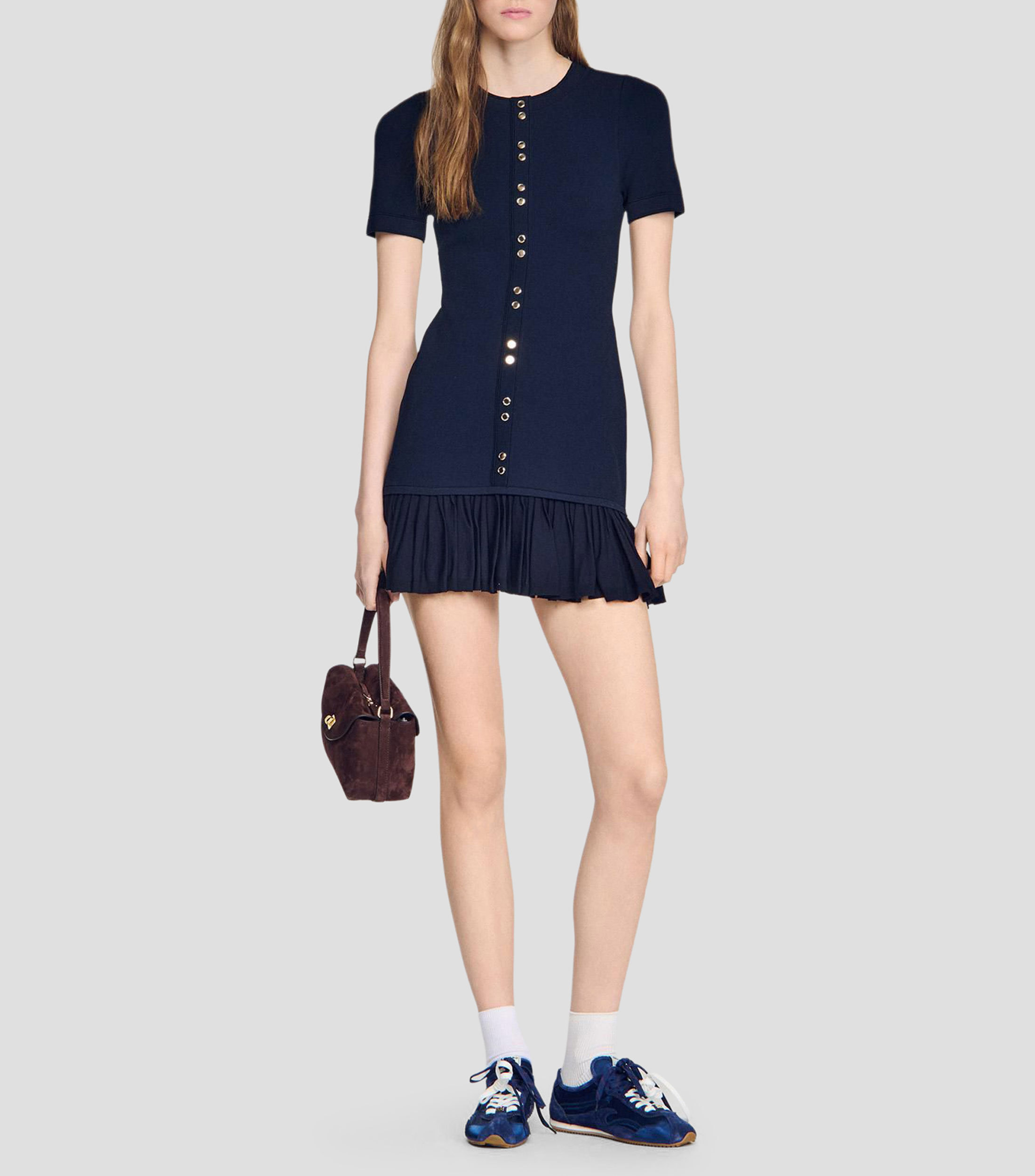 Vestido corto liso Mujer